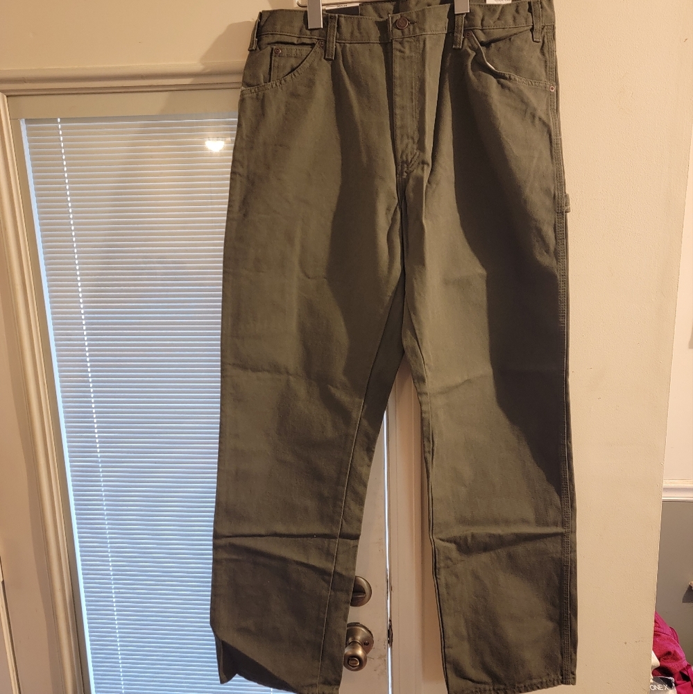 Dickies Carpenter Jeans Mens Size 36X34 Relaxed Fit Straight Leg Olive Work